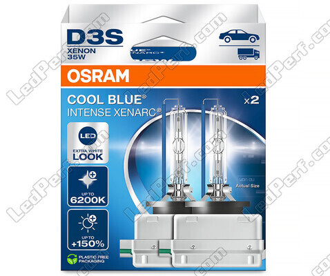 Par de Lâmpadas D3S Xenon Osram Xenarc Cool Blue Intense 6200K em sua embalagem - 66340CBN-2HB