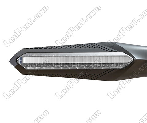 Vista frontal dos piscas LED dinâmicos com luzes diurnas para Aprilia Caponord 1000 ETV