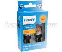 2x lâmpadas LED Philips WY21/5W Ultinon PRO7000 - Laranja - T20 - 12/24V